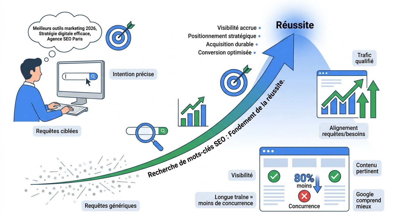 Recherche de mots-clés SEO - illustration